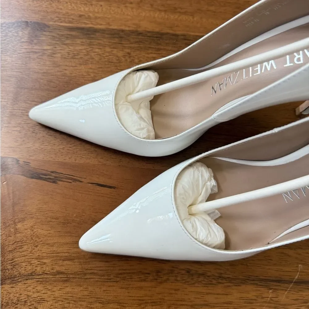 Stuart Weitzman Stuart 100 Pump Stiletto White Patent Leather Size 7B